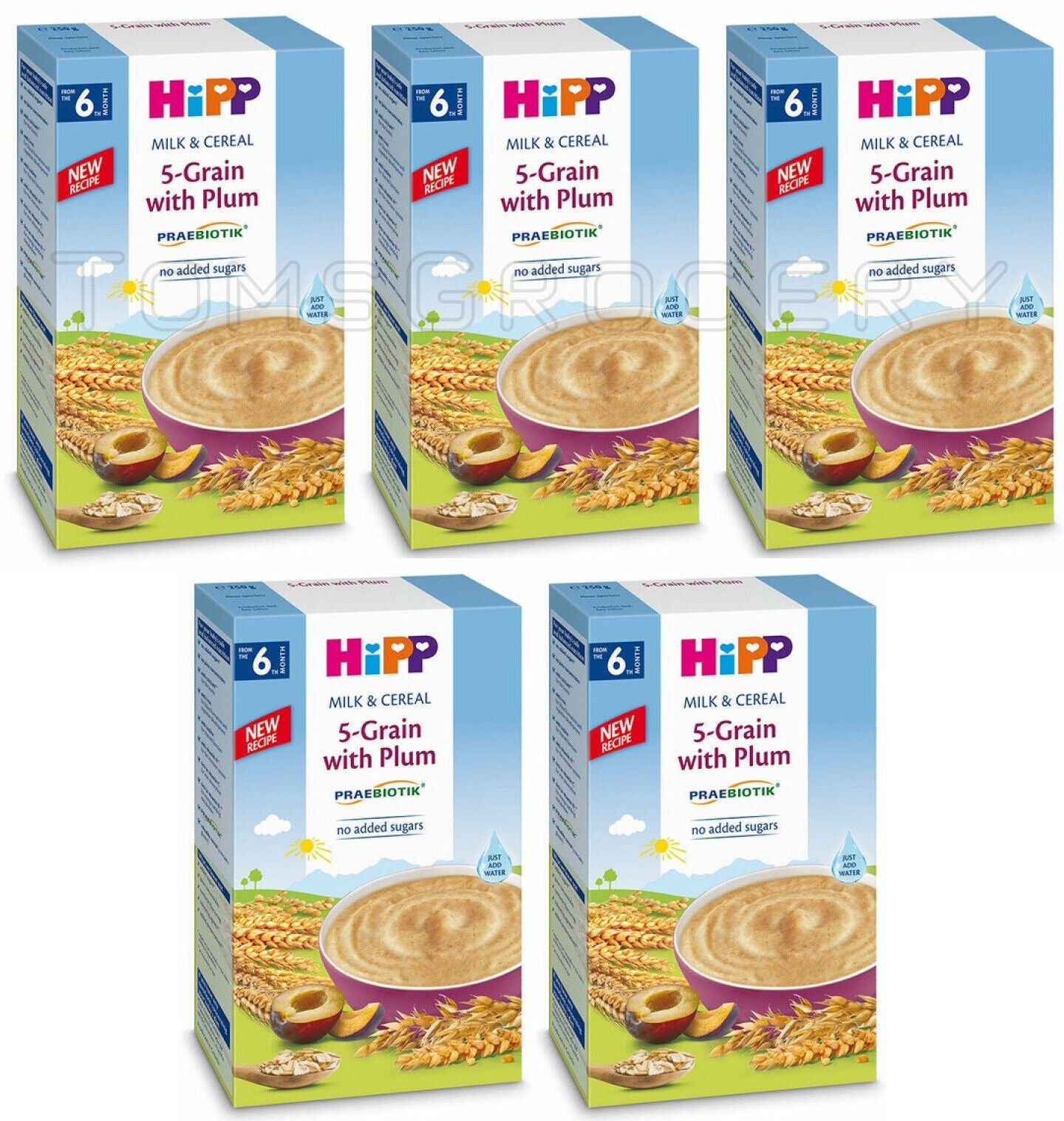 5 HIPP Baby Milk Cereal 5-Grain with Plum from 6 Months 250g 8.8oz