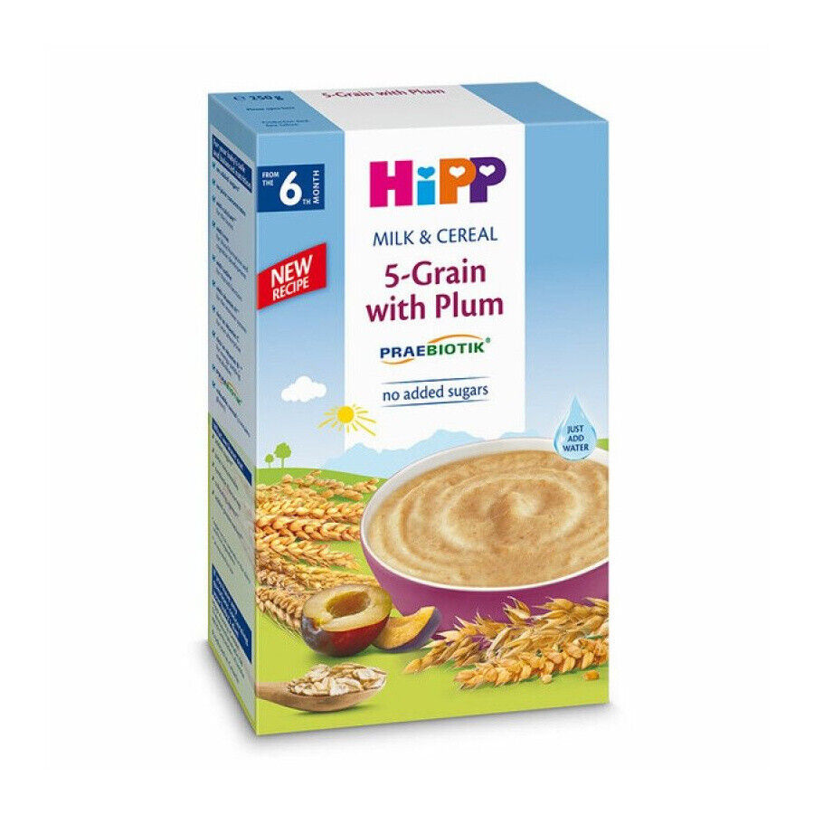 5 HIPP Baby Milk Cereal 5-Grain with Plum from 6 Months 250g 8.8oz