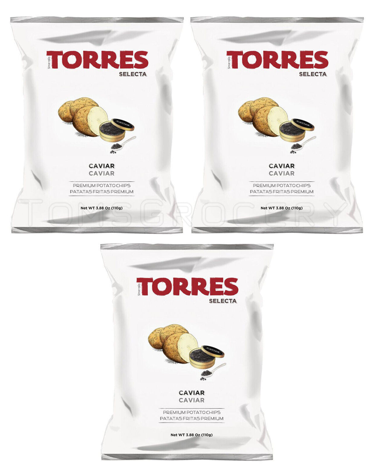 3 TORRES CAVIAR Flavor Premium Potato Chips 110g 3.8oz