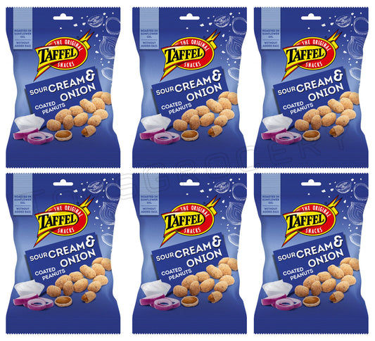 6 TAFFEL SOUR CREAM & ONION Coated Peanuts European Beer Snacks 140g 4.9oz