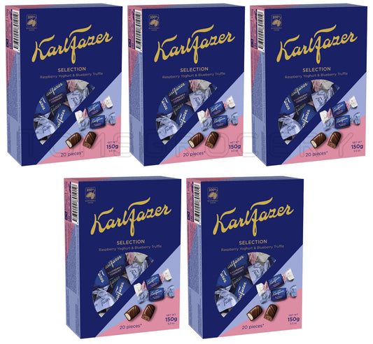 5 KARL FAZER Raspberry Yoghurt & Blueberry Truffle Flavor Chocolate Candies 150g