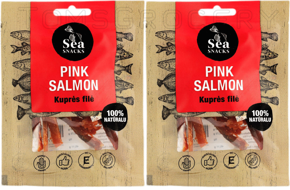 2 SEA SNACKS PINK SALMON Natural Dried Fish Snack 30g 1.05oz