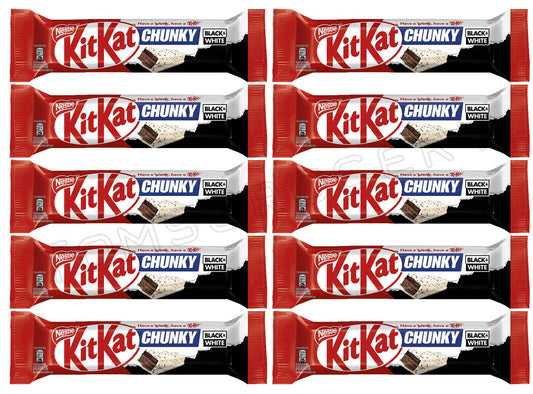 10 KITKAT CHUNKY BLACK & WHITE Chocolate Bars European Candy Sweets Snacks 42g