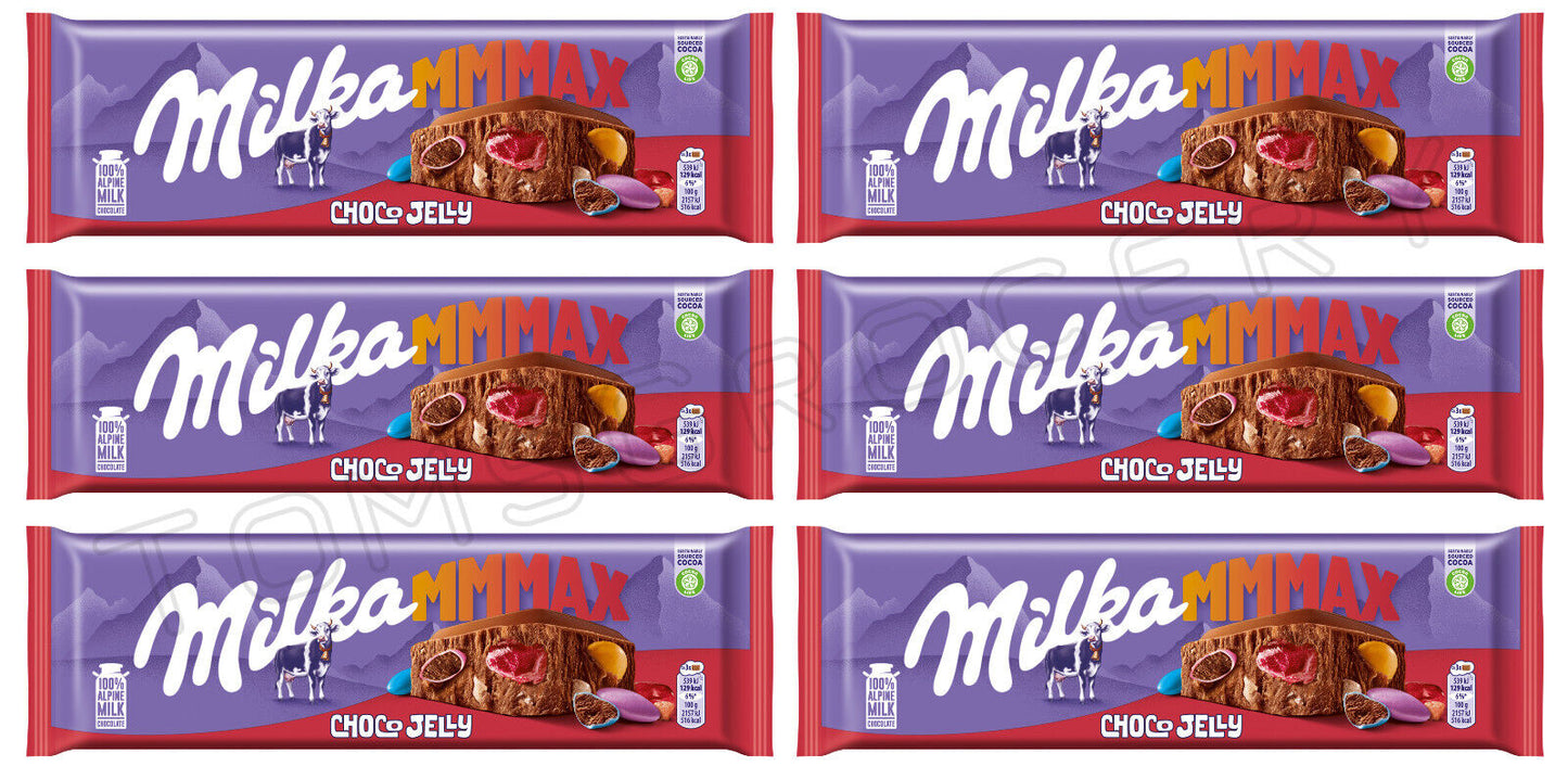 6 MILKA MMMAX CHOCO JELLY Milk Chocolate Bars European Sweets 250g 8.8oz