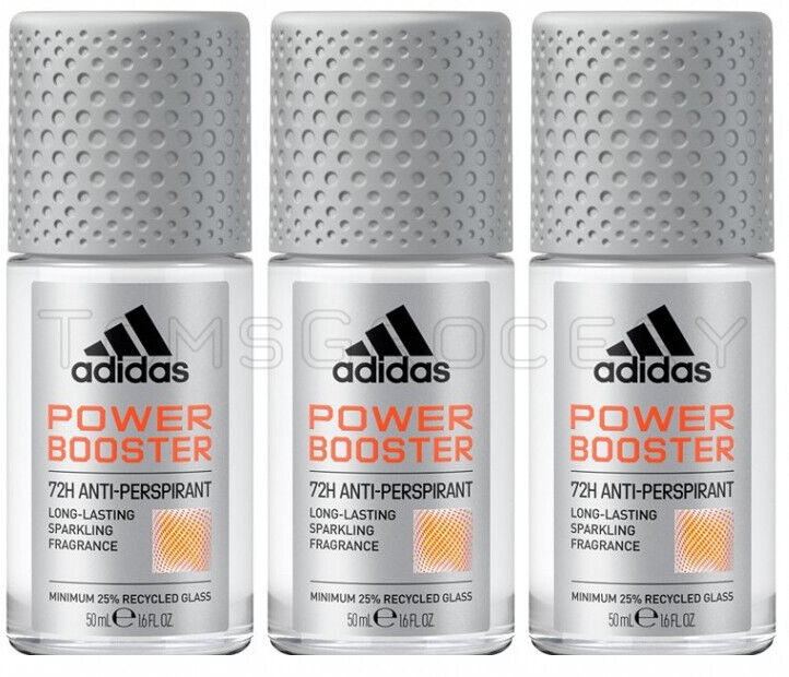 3 ADIDAS MEN POWER BOOSTER 72H Protection Antiperspirant Roll On Deodorant 50ml