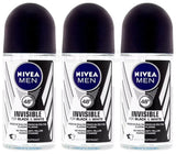 3 NIVEA MEN INVISIBLE Black & White 48h Roll On Deodorant Anti-Perspirant 50ml