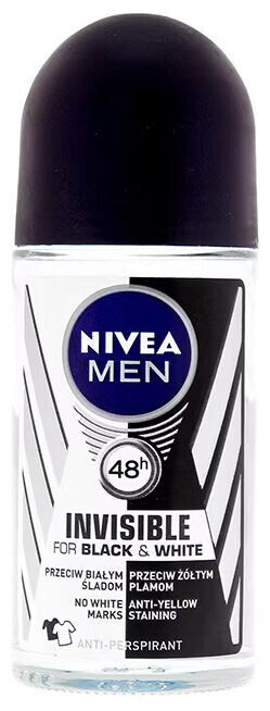 3 NIVEA MEN INVISIBLE Black & White 48h Roll On Deodorant Anti-Perspirant 50ml