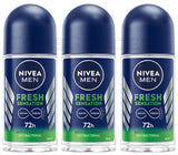 3 NIVEA MEN FRESH SENSATION Antibacterial 72h Roll On Deodorant Anti-Perspirant