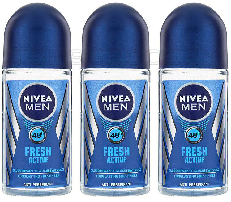 3 NIVEA MEN FRESH ACTIVE Long Lasting 48h Roll On Deodorant Anti-Perspirant