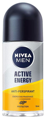 3 NIVEA MEN ACTIVE ENERGY Energizing 48h Roll On Deodorant Anti-Perspirant 50ml