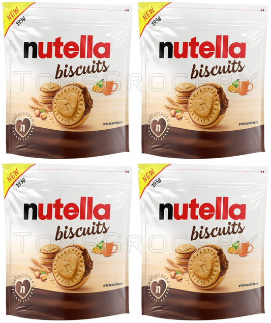 4 NUTELLA BISCUITS Crunchy Cookies with Chocolate Filling Party Snacks 193g