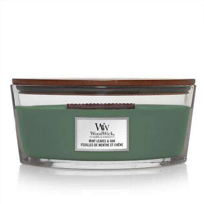 WOODWICK MINT LEAVES & OAK Scented Ellipse Jar Candle 453g 16oz