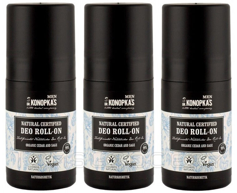 3 DR KONOPKAS MEN Natural Certified Cedar & Sage Antiperspirant Roll On Deo 50ml