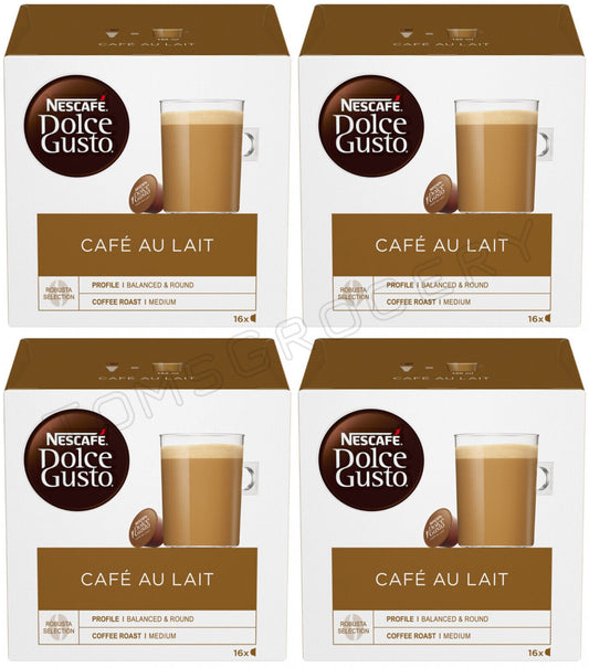 4 NESCAFE CAFE AU LAIT Coffee Capsules Box Pods for Dolce Gusto Machines