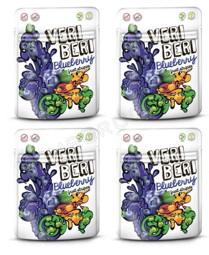 4 VERI BERI BLUEBERRY 100% Natural Vegan Gummy Stripes Sugar Free 50g 1.7oz