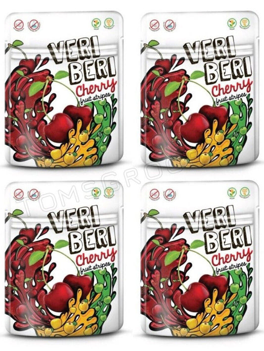 4 VERI BERI CHERRY 100% Natural Vegan Gummy Stripes Sugar Free 50g 1.7oz