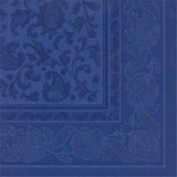 Napkins ROYAL Collection 1/4 Fold DARK BLUE Ornaments 40 x 40 cm 15.75 x 15.75in