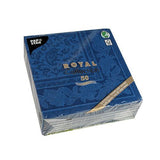 Napkins ROYAL Collection 1/4 Fold DARK BLUE Ornaments 40 x 40 cm 15.75 x 15.75in