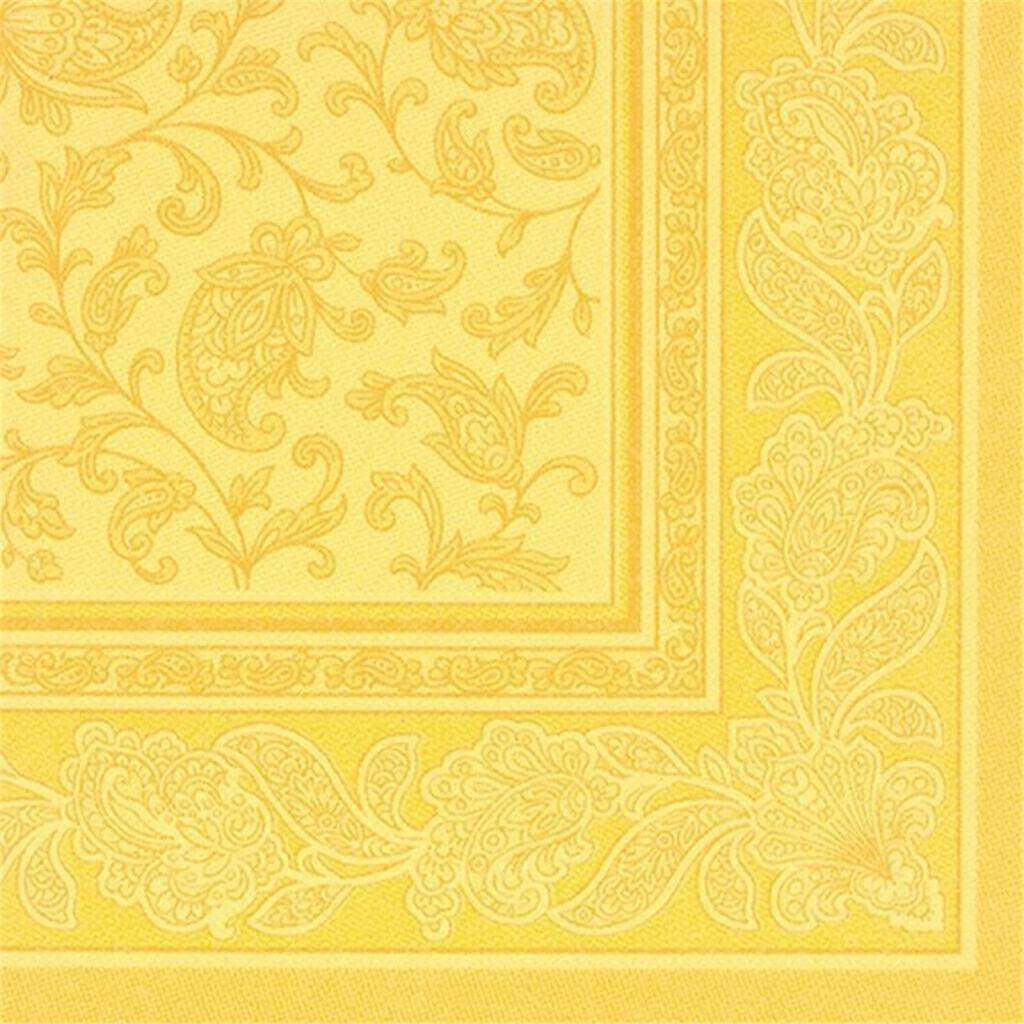 Napkins ROYAL Collection 1/4 Fold YELLOW Ornaments 40 x 40cm 15.75 x 15.75in