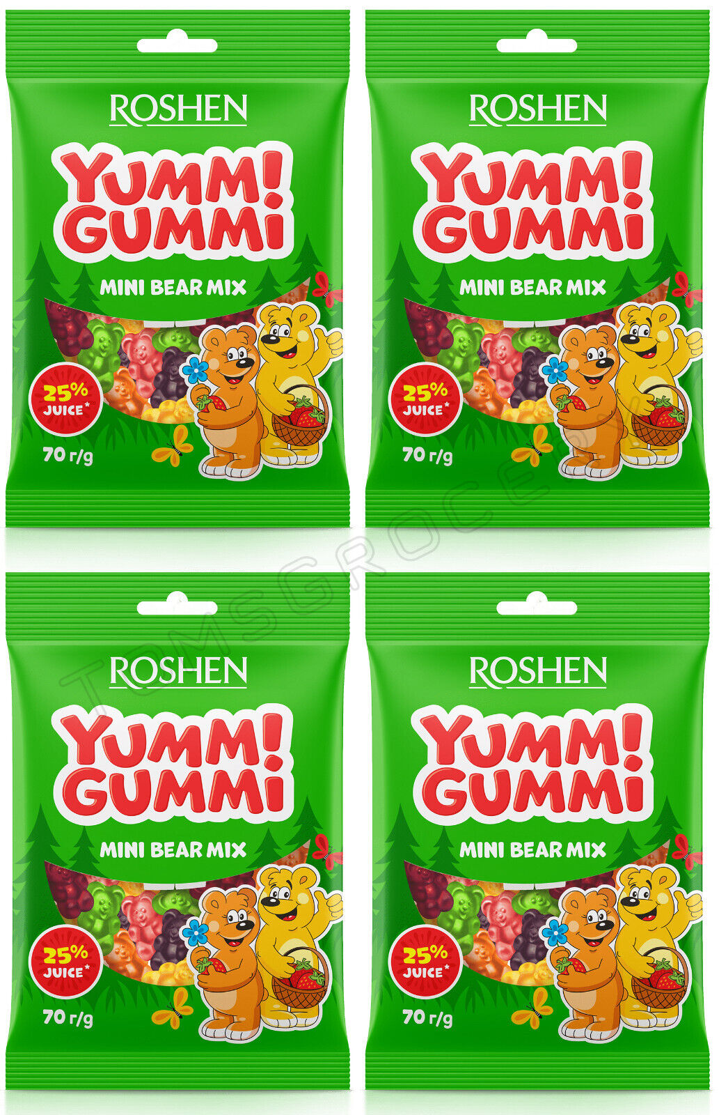 4 ROSHEN YUMMI GUMMI Mini Bear Mix Gummies Candies Ukrainian Sweets 70g 2.5oz