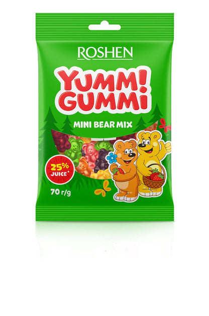 4 ROSHEN YUMMI GUMMI Mini Bear Mix Gummies Candies Ukrainian Sweets 70g 2.5oz