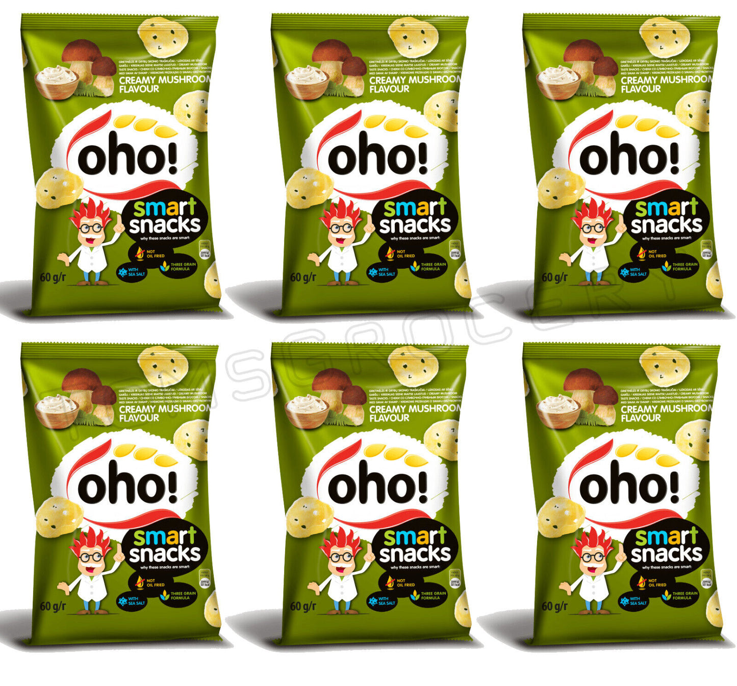 6 OHO CREAMY MUSHROOM Flavor Chips Low Fat Corn Snacks Crisps 60g 2.1oz