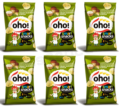 6 OHO CREAMY MUSHROOM Flavor Chips Low Fat Corn Snacks Crisps 60g 2.1oz