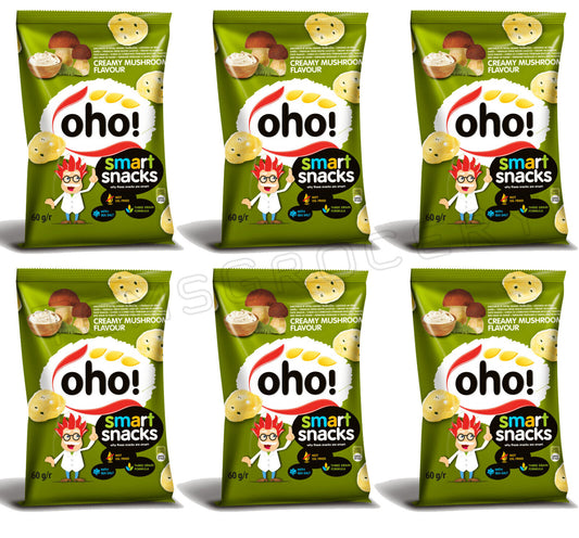 6 OHO CREAMY MUSHROOM Flavor Chips Low Fat Corn Snacks Crisps 60g 2.1oz