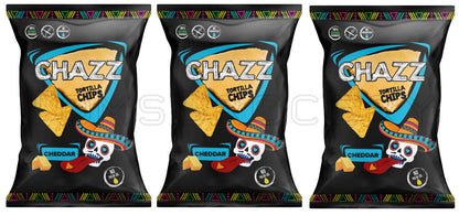 3 CHAZZ CHEDDAR Flavor Tortilla Chips Crisps Snacks 100g 3.5oz