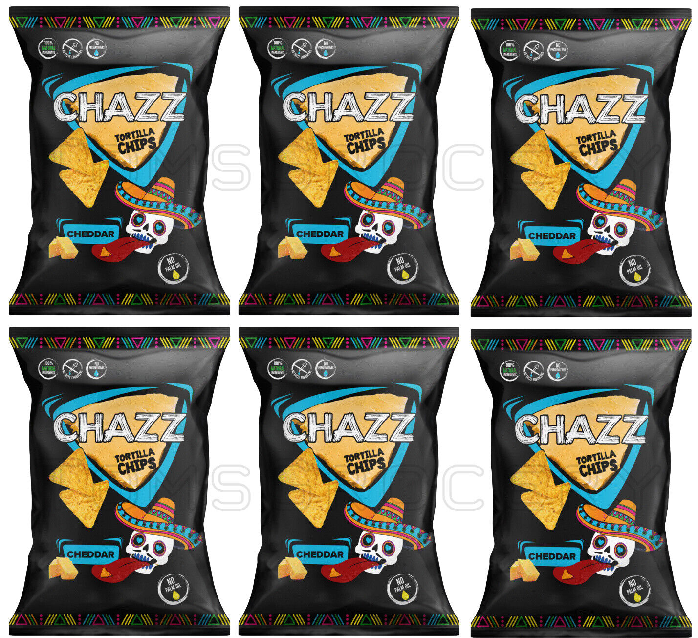 6 CHAZZ CHEDDAR Flavor Tortilla Chips Crisps Snacks 100g 3.5oz