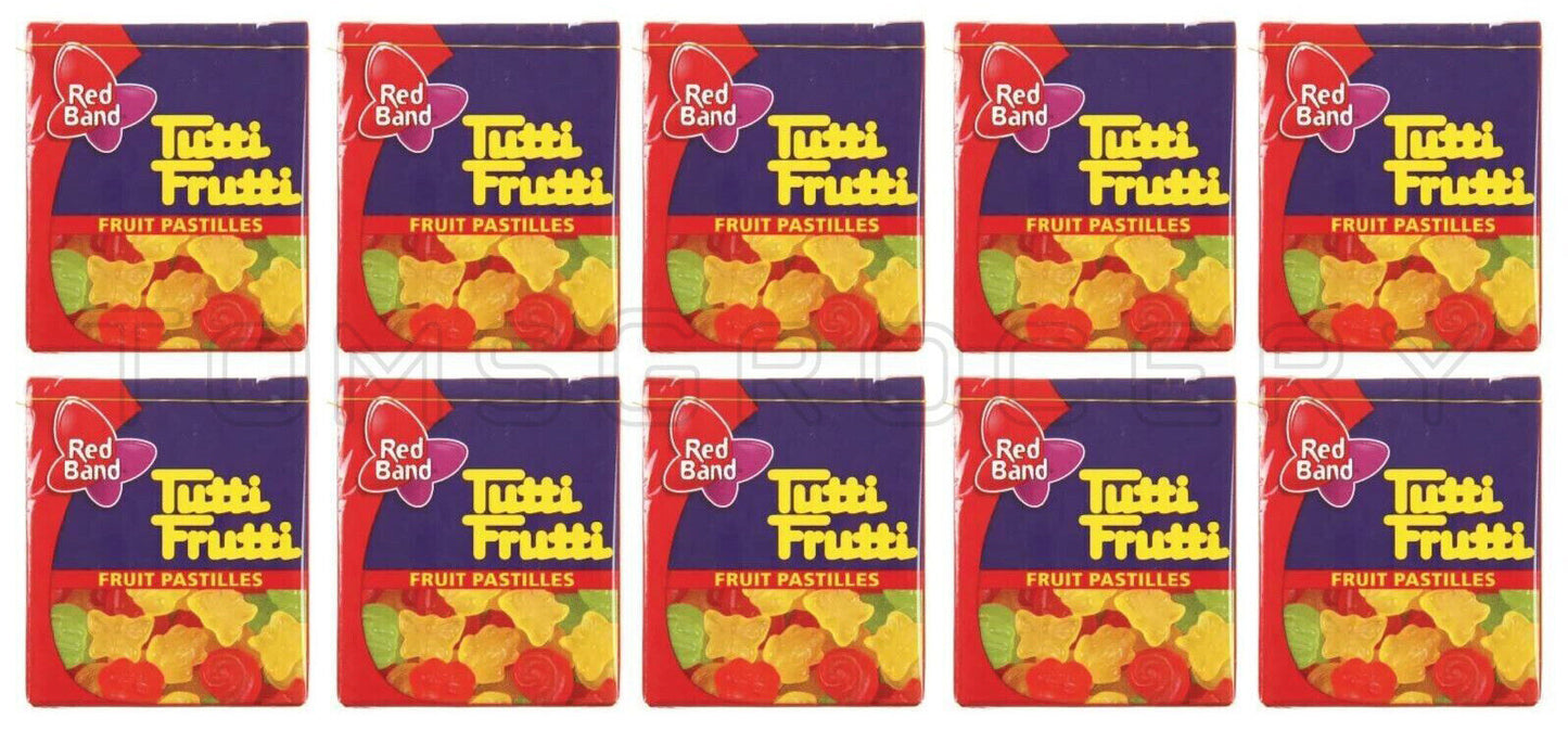 10 RED BAND TUTTI FRUTTI Fruit Flavor Jelly Candy Pastilles Gummy Gift 15g