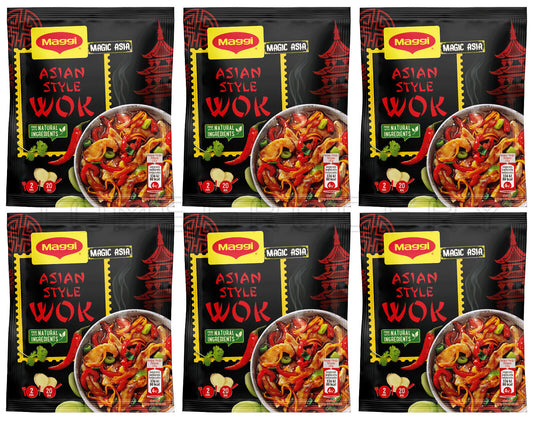 6 MAGGI ASIAN STYLE WOK Preparation Seasoning Spice Mix 37g 1.3oz