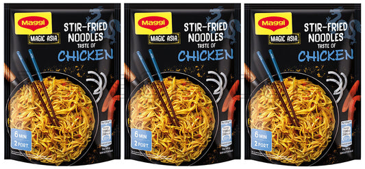 3 MAGGI ASIA CHICKEN Flavor Stir-Fried Instant Noodles 121g 4.2oz