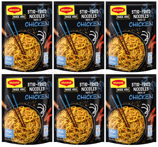 6 MAGGI ASIA CHICKEN Flavor Stir-Fried Instant Noodles 121g 4.2oz