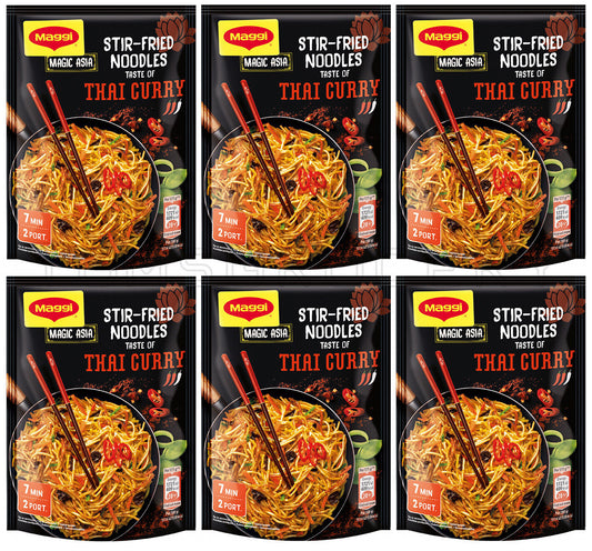 6 MAGGI ASIA THAI CURRY Flavor Stir-Fried Instant Noodles 128g 4.5oz