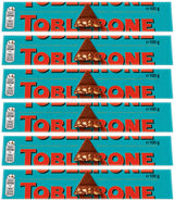 6 TOBLERONE CRUNCHY ALMONDS Swiss Chocolate Bars European Sweets 100g 3.5oz