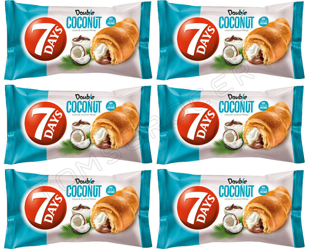 7DAYS Croissants with Cocoa & Coconut Filling Snacks Sweets 6 x 60g 2.1oz