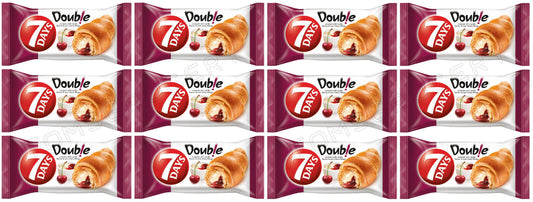 7DAYS Croissants with Vanilla & Sour Cherry Filling Snacks Sweets 12 x 60g 2.1oz