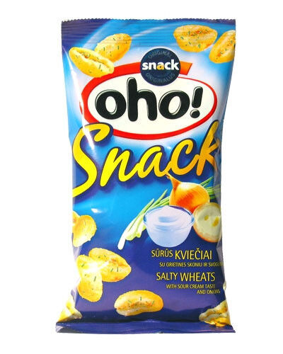 12 OHO SOUR CREAM & ONION Flavor Puffed Salty Wheat Snacks Crisps 35g 1.23oz