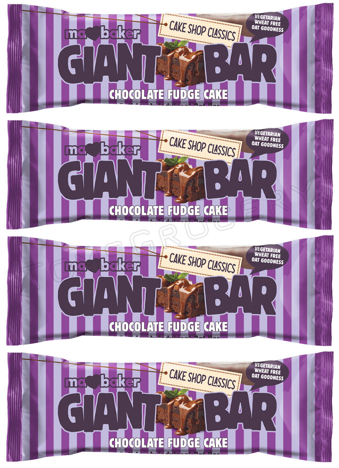 4 MA BAKER GIANT BAR Chocolate Fudge Cake Flavor Cereal Bars 100g 3.5oz