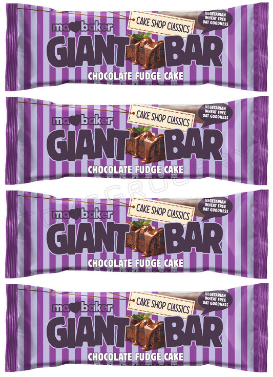 4 MA BAKER GIANT BAR Chocolate Fudge Cake Flavor Cereal Bars 100g 3.5oz