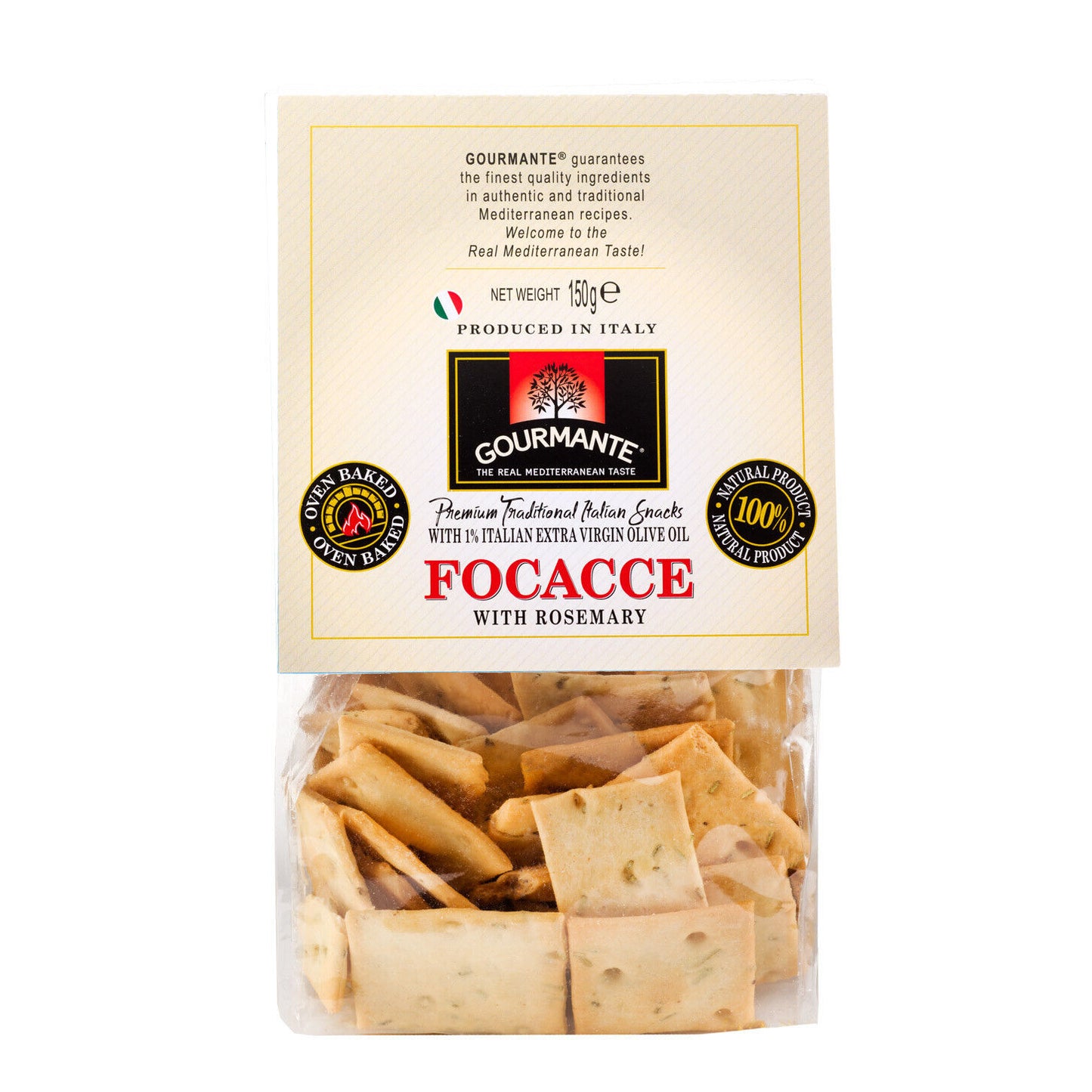 2 GOURMANTE FOCACCE Traditional Italian Snacks with Rosemary Crackers 150g