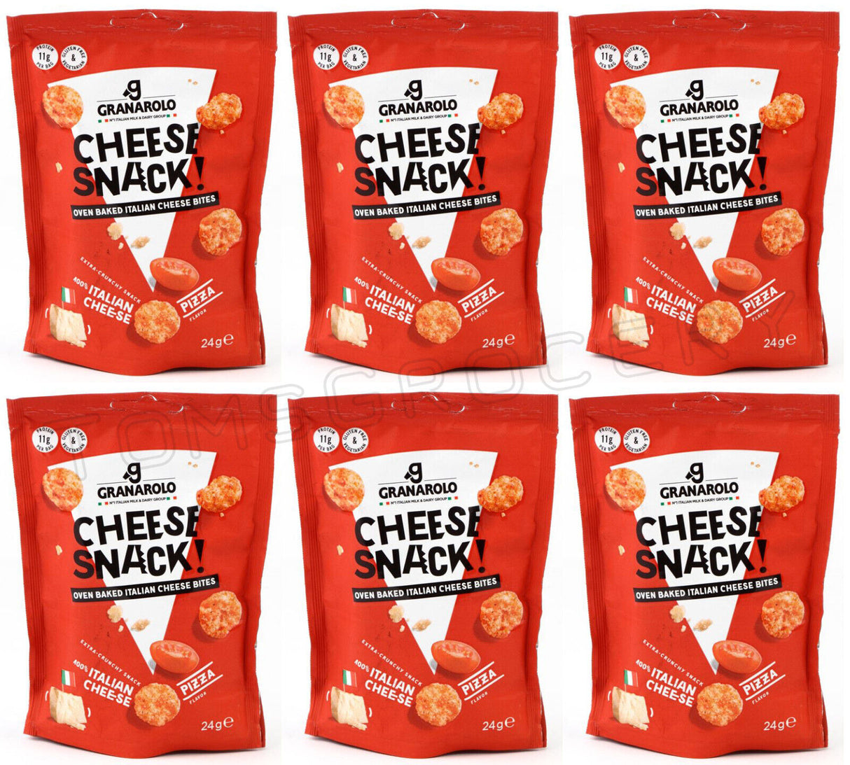 6 GRANAROLO CHEESE SNACK Oven Baked Italian Bites Pizza Flavor Snacks 24g 0.84oz