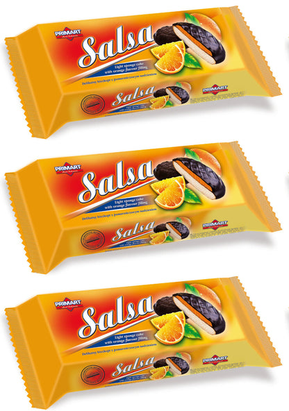 3 SALSA Sponge Cookies with Orange Jelly Filling & Chocolate Cover 130g 4.6oz