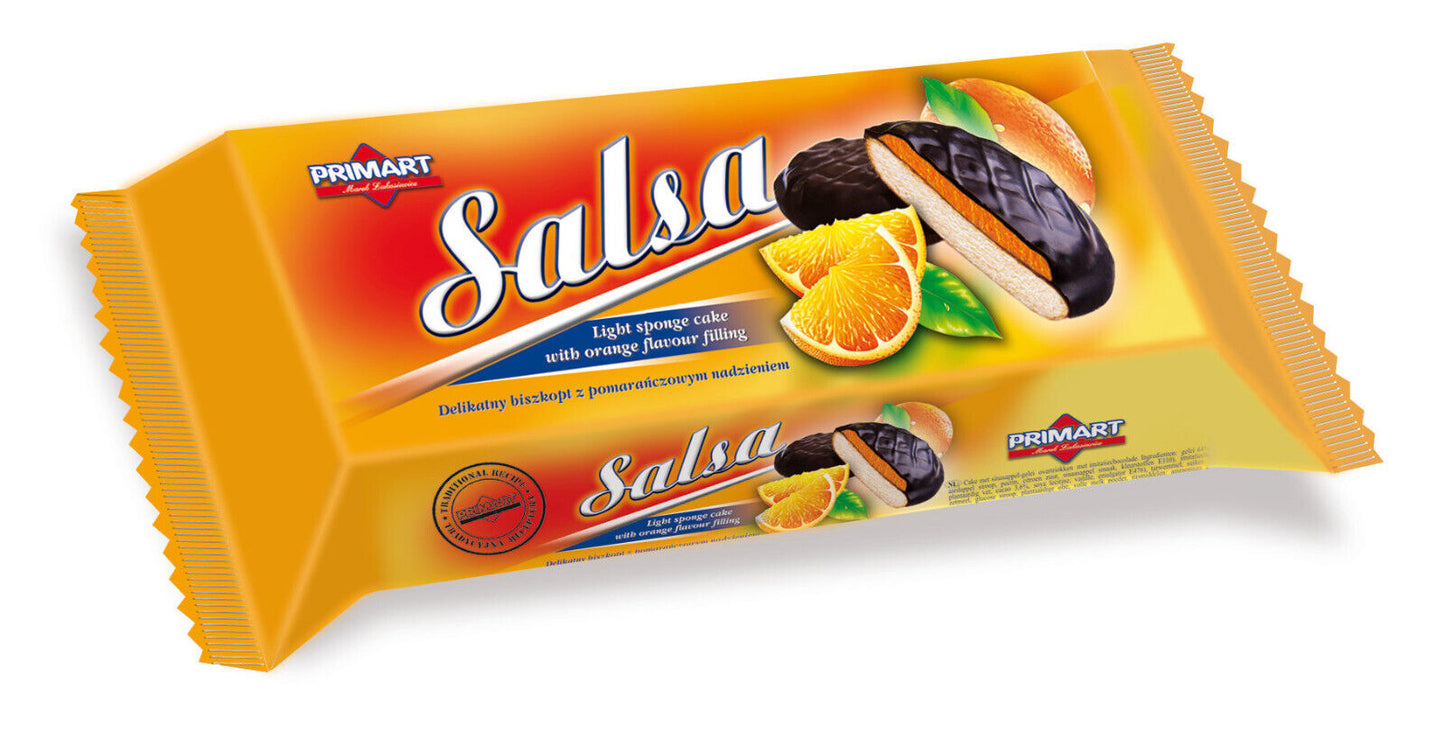 6 SALSA Sponge Cookies with Orange Jelly Filling & Chocolate Cover 130g 4.6oz