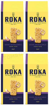 4 ROKA GOUDA ONION & GARLIC Cheese Puffs Biscuits Crackers Snacks 60g 2.11oz