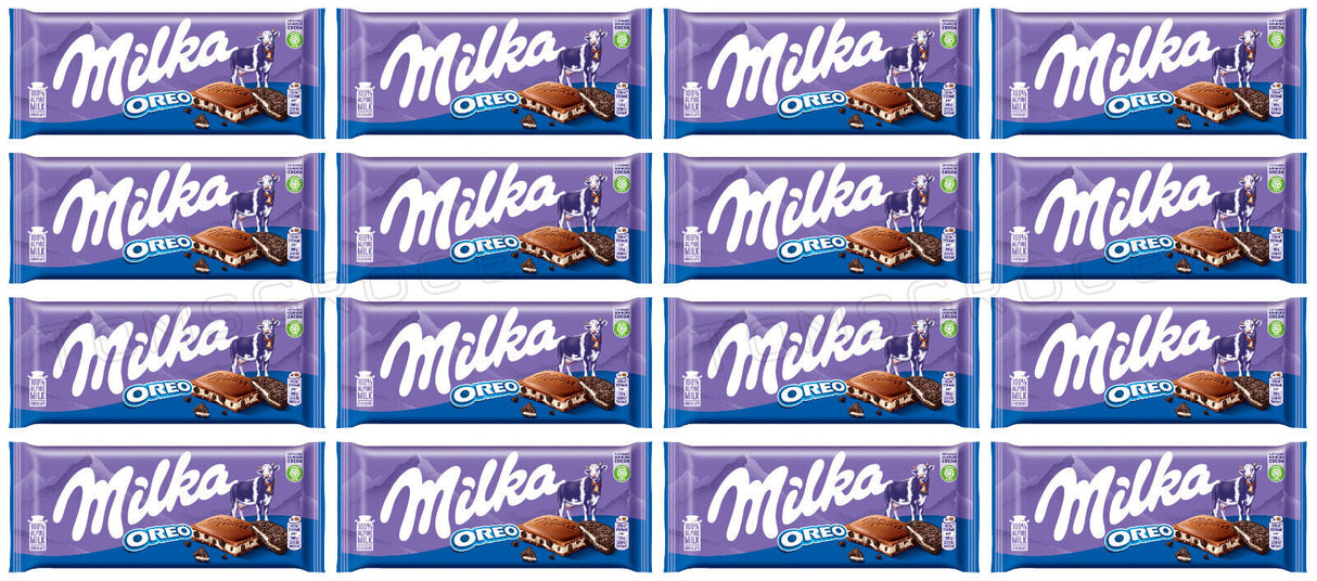 16 MILKA OREO Milk Chocolate Bars with Biscuit Pieces German Sweets 100g 3.5oz
