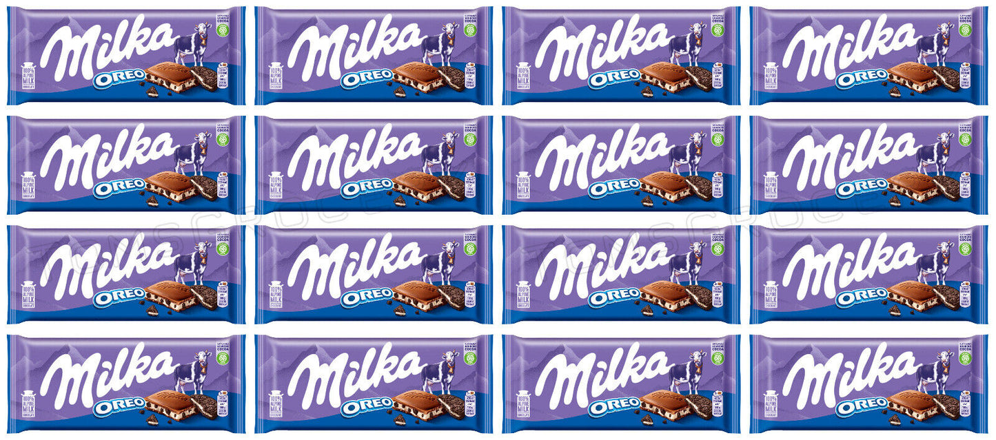 16 MILKA OREO Milk Chocolate Bars with Biscuit Pieces German Sweets 100g 3.5oz