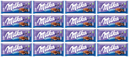 16 MILKA OREO Milk Chocolate Bars with Biscuit Pieces German Sweets 100g 3.5oz