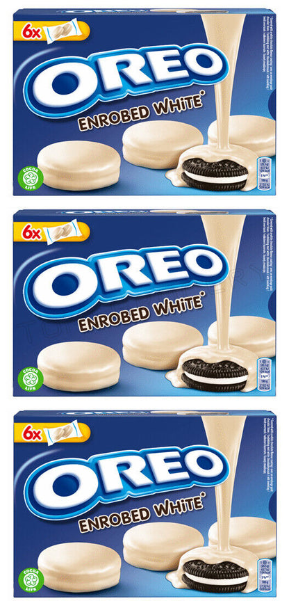 3 OREO ENROBED WHITE Chocolate Cookies Biscuits European Snacks 246g 8.6oz